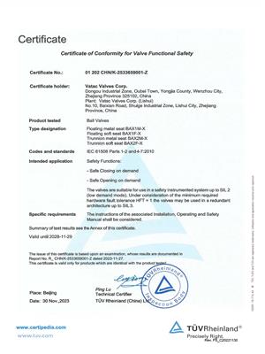 SIL Certificate-Ball Valve